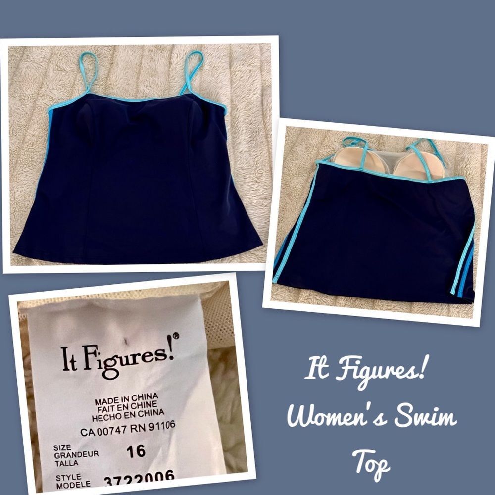 It Figures Tankini Swim Bathing Suit Swim Top
